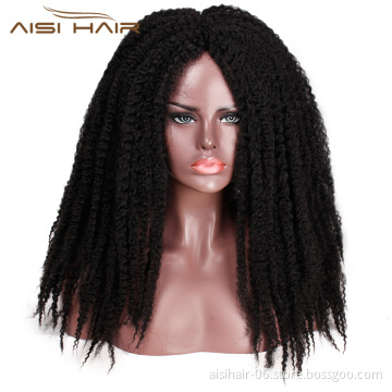Aisi Hair Synthetic Afro Kinky Curly Hair Braids Dreadlock Marley Braiding Hair Wig Black Ombre Brown for Women